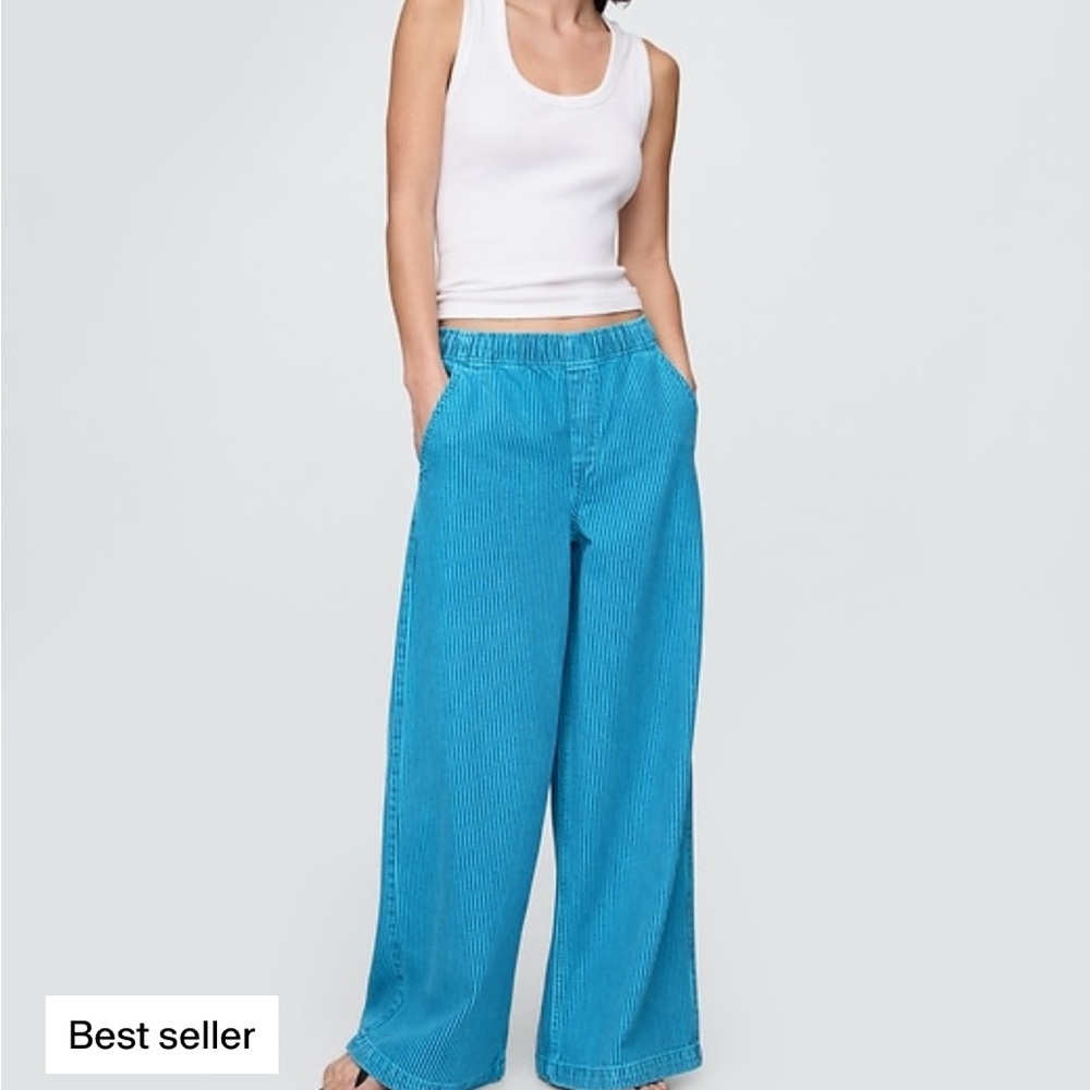 GAP Blue Wide Leg Mid-Rise Ultra soft Baggy Pants